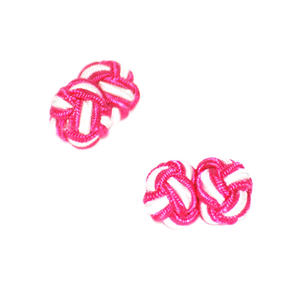 Manschettknopar - Manschettknopar rund cerise-vit