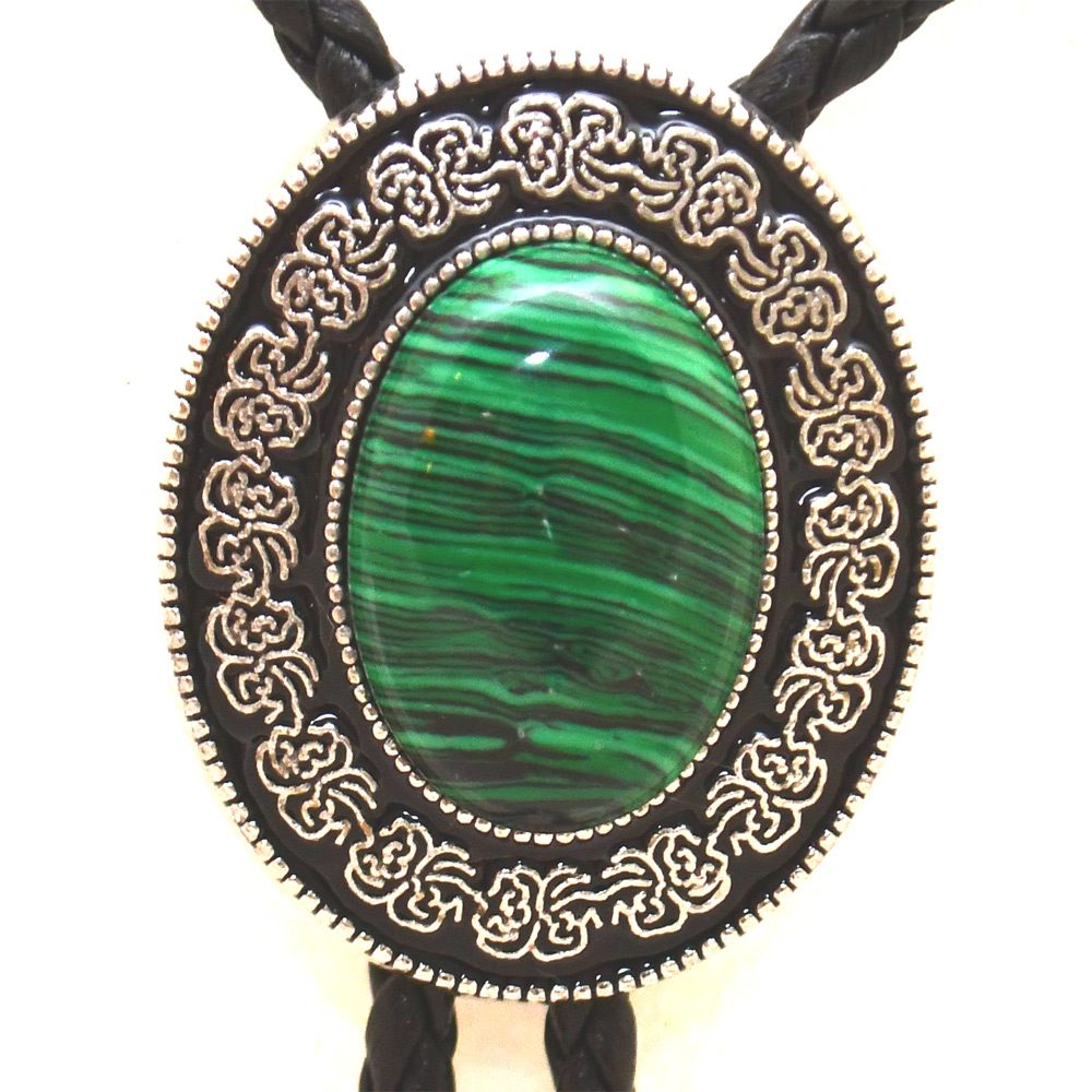Bolotie OVAL GREEN WAVES MEDALLION