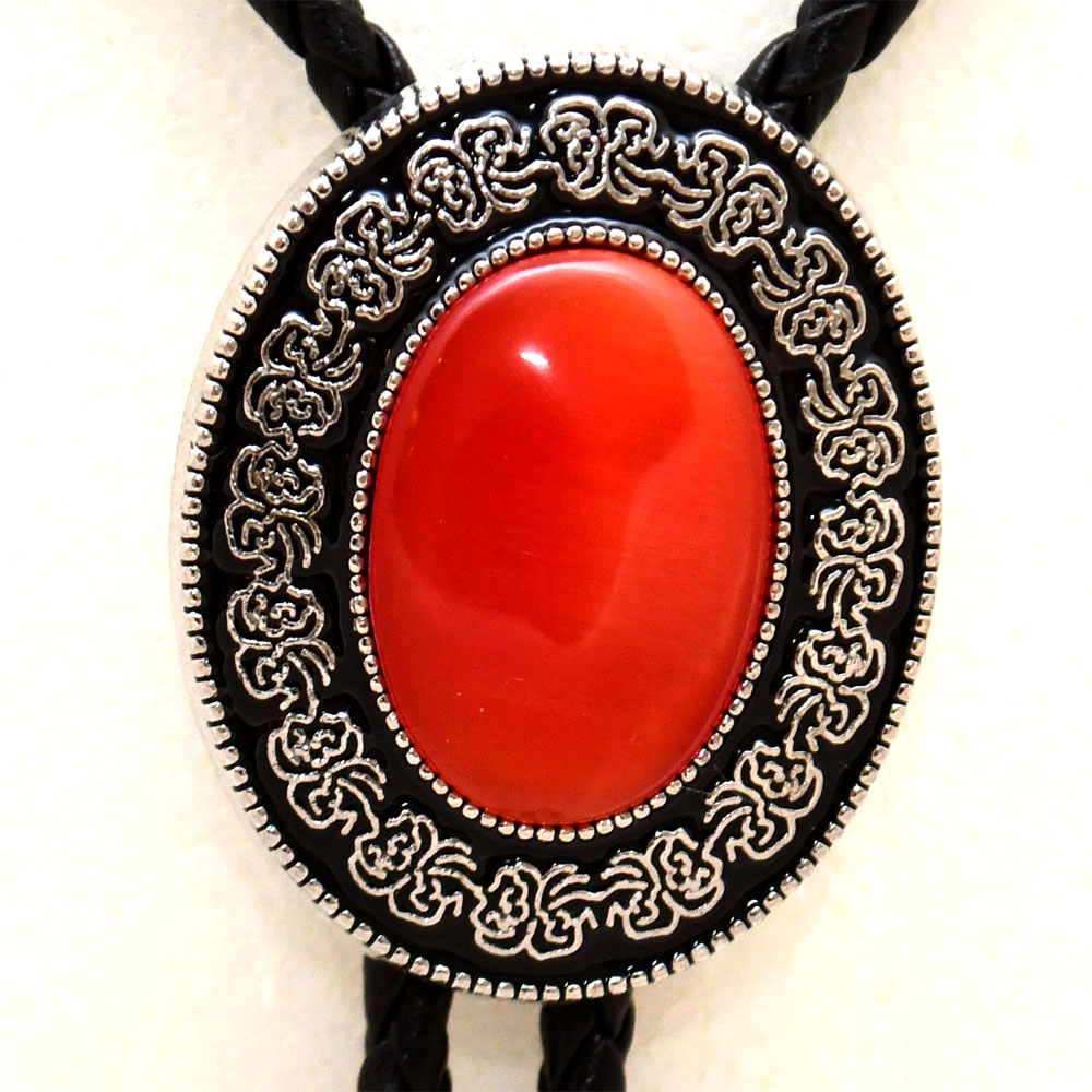 Bolotie OVAL CLEAR RED MEDALLION