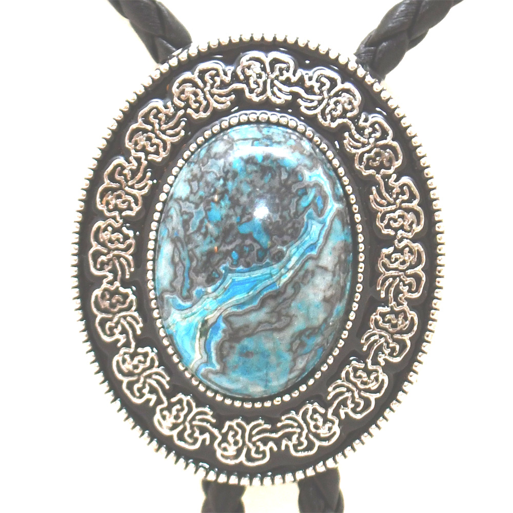 Bolotie OVAL BLUE-GRAY MEDALLION