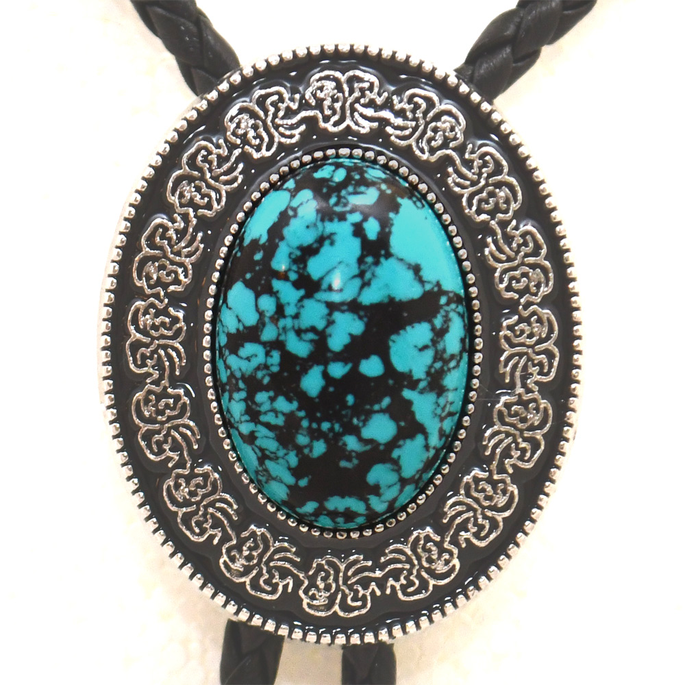 Bolotie OVAL BLUE BLACK MEDALLION