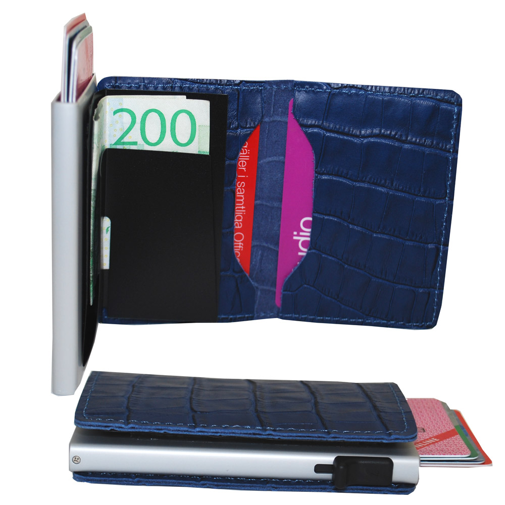 Plånbok med korthållare Safecard Kroko Blå 2