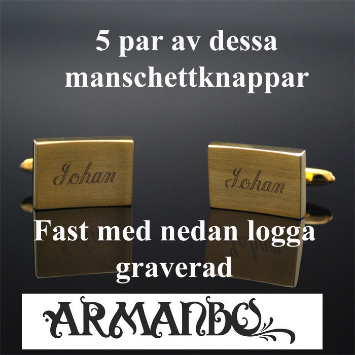 5 par manschettknappar med gravyr "ARMANBO"