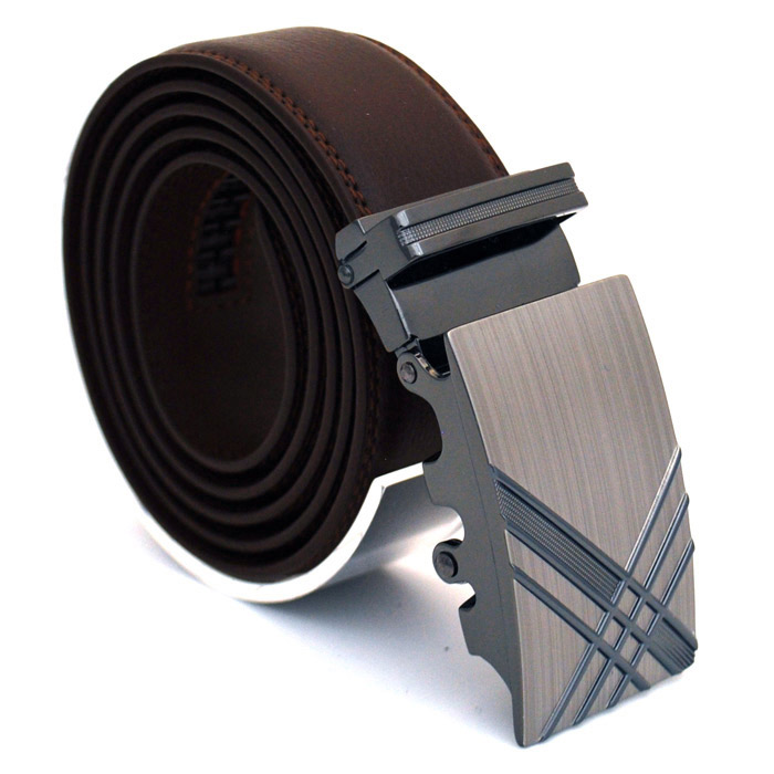 Läderbälte stripe brun 974B