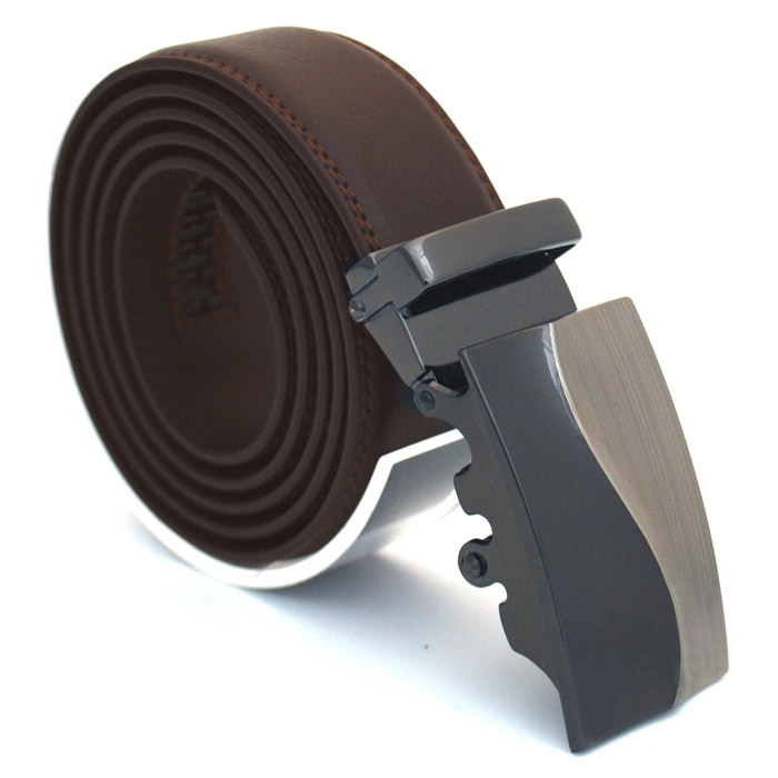 Läderbälte stripe brun 979B