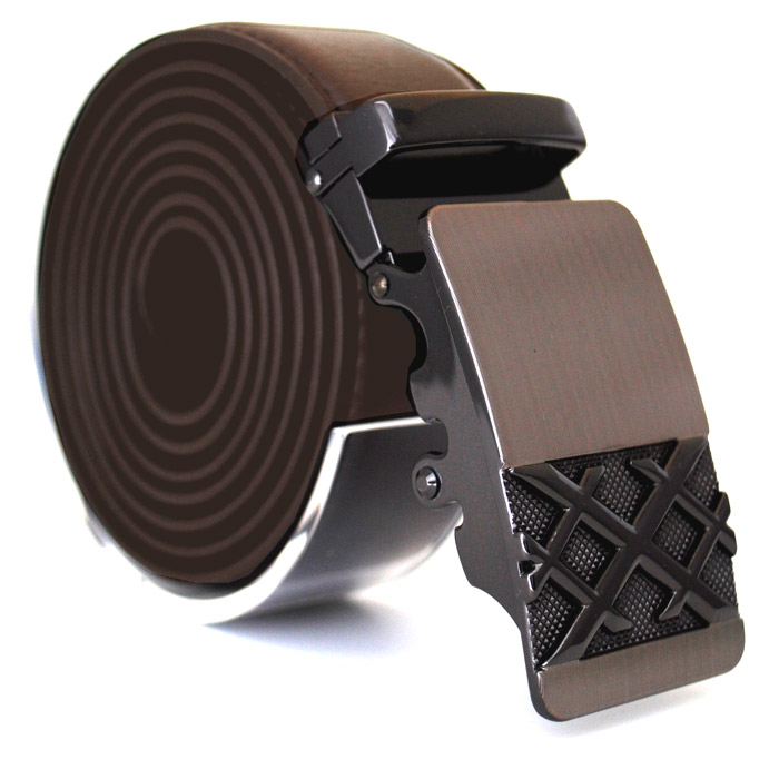 Läderbälte stripe brun 987B