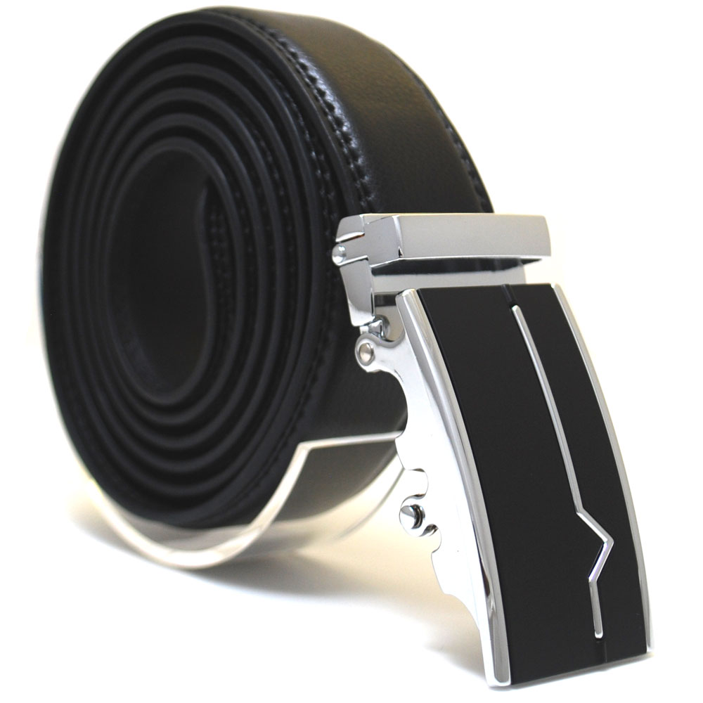 Läderbälte stripe svart 1006